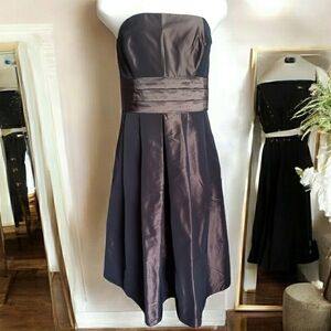 Ann Taylor Dress Womens 4 Brown Satin Strapless Classy Chic Lined Evening Wear